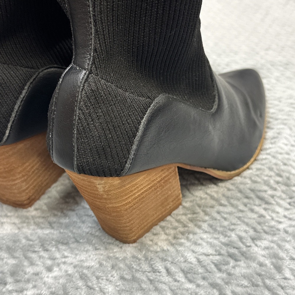 Oasis Society Booties Women's 9 Black Short Cowboy Boots Block Heel Pull On - Picture 5 of 8